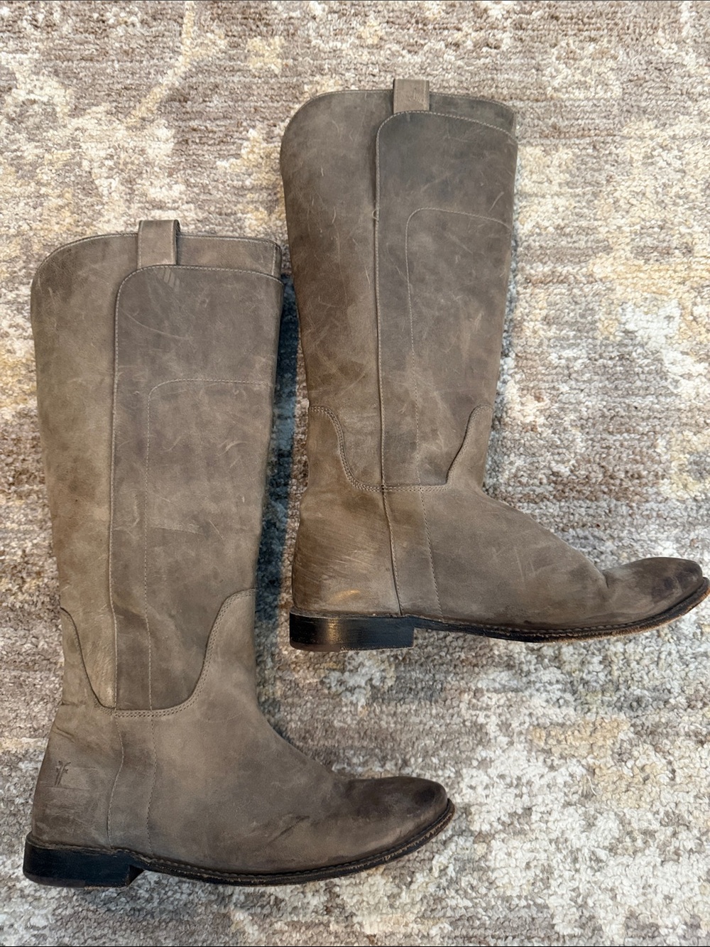 Frye Gray Suede Knee-High Pull-On Riding Boots
